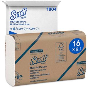 SCOTT® Multifold Handtücher 1804, 1-lagig, reißfest, 16 Päckchen á 250 Tücher, weiß SCOTT® Multifold Handtücher 1804, 1-lagig, reißfest, 16 Päckchen á 250 Tücher, weiß
