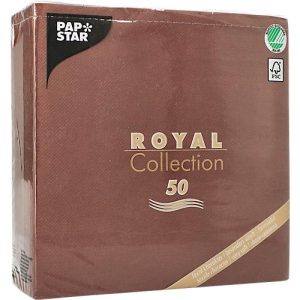 Servietten Papstar Royal Collection, 5 x 50 Stück, 1/4-Falz, Stoffoptik, 400 x 400 mm, Papier, braun Servietten Papstar Royal Collection, 5 x 50 Stück, 1/4-Falz, Stoffoptik, 400 x 400 mm, Papier, braun