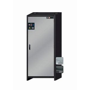 Sicherheitsschrank Typ 30 asecos Q-CLASSIC-30, Flügeltür, Anschlag rechts, Front asecos Silber, B 864 x T 620 x H 1947 mm