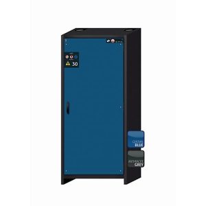 Sicherheitsschrank Typ 30 asecos Q-CLASSIC-30, Flügeltür, Anschlag rechts, Front Enzianblau, B 864 x T 620 x H 1947 mm