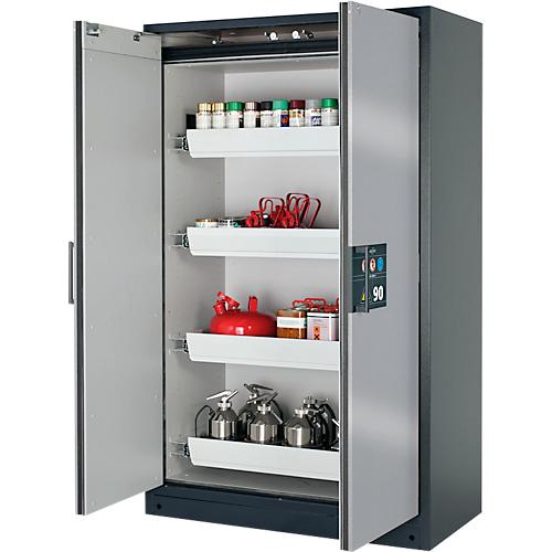 Sicherheitsschrank Typ 90 Asecos Q-CLASSIC-90, B 1200 mm, 4 Auszüge, asecos Silber