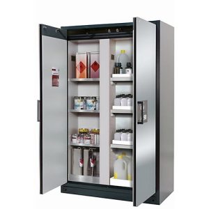 Sicherheitsschrank Typ 90 asecos Q-CLASSIC-90, Flügeltüren, Front asecos Silber, B 1193 x T 615 x H 1953 mm