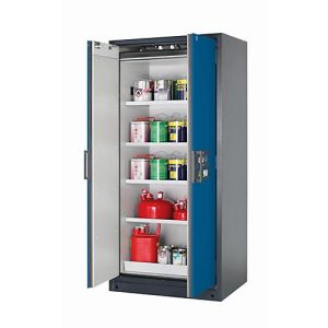 Sicherheitsschrank Typ 90 asecos Q-CLASSIC-90, Flügeltüren, Front Enzianblau, B 893 x T 615 x H 1953 mm