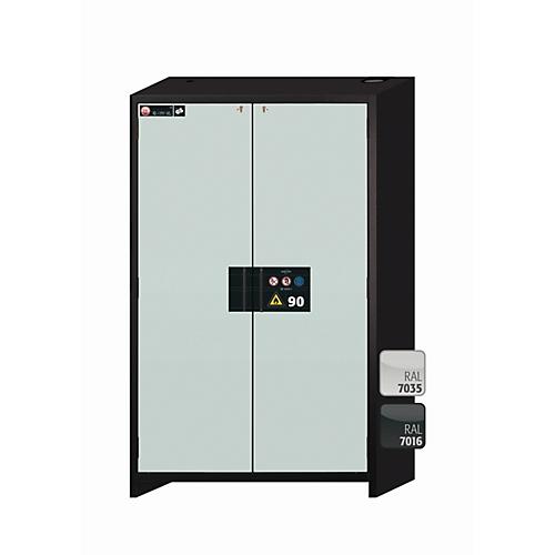 Sicherheitsschrank Typ 90 asecos Q-CLASSIC-90, Flügeltüren, Front Lichtgrau, B 1193 x T 615 x H 1953 mm