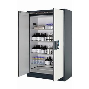Sicherheitsschrank Typ 90 asecos Q-CLASSIC-90, Flügeltüren, Front Reinweiß, B 1193 x T 615 x H 1953 mm