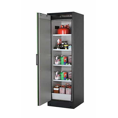 Sicherheitsschrank Typ 90 asecos Q-PEGASUS-90, Flügeltür mit Schließ-Automatik, Anschlag links, Front Resedagrün, B 599 x T 615 x H 1953 mm