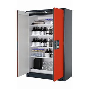 Sicherheitsschrank Typ 90 asecos Q-PEGASUS-90, Flügeltüren mit Schließ-Automatik, Einhandbedienung, Front Verkehrsrot, B 1193 x T 615 x H 1953 mm Sicherheitsschrank Typ 90 asecos Q-PEGASUS-90, Flügeltüren mit Schließ-Automatik, Einhandbedienung, Front Verkehrsrot, B 1193 x T 615 x H 1953 mm