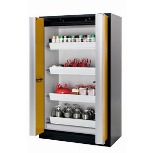 Sicherheitsschrank Typ 90 asecos Q-PHOENIX-90, Falttüren, Front Sicherheitsgelb, B 1193 x T 615 x H 1953 mm Sicherheitsschrank Typ 90 asecos Q-PHOENIX-90, Falttüren, Front Sicherheitsgelb, B 1193 x T 615 x H 1953 mm