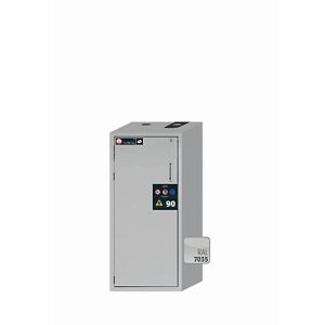 Sicherheitsschrank Typ 90 asecos S-CLASSIC-90, Flügeltür mit Türfeststellanlage, Anschlag links, Front Lichtgrau, B 596 x T 616 x H 1298 mm Sicherheitsschrank Typ 90 asecos S-CLASSIC-90, Flügeltür mit Türfeststellanlage, Anschlag links, Front Lichtgrau, B 596 x T 616 x H 1298 mm