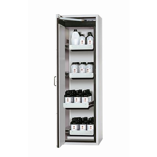 Sicherheitsschrank Typ 90 asecos S-CLASSIC-90, Flügeltür mit Türfeststellanlage, Anschlag links, Front Lichtgrau, B 596 x T 616 x H 1968 mm