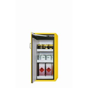 Sicherheitsschrank Typ 90 asecos S-CLASSIC-90, Flügeltür mit Türfeststellanlage, Anschlag links, Front Sicherheitsgelb, B 596 x T 616 x H 1298 mm Sicherheitsschrank Typ 90 asecos S-CLASSIC-90, Flügeltür mit Türfeststellanlage, Anschlag links, Front Sicherheitsgelb, B 596 x T 616 x H 1298 mm