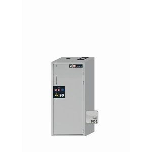 Sicherheitsschrank Typ 90 asecos S-CLASSIC-90, Flügeltür mit Türfeststellanlage, Anschlag rechts, Front Lichtgrau, B 596 x T 616 x H 1298 mm Sicherheitsschrank Typ 90 asecos S-CLASSIC-90, Flügeltür mit Türfeststellanlage, Anschlag rechts, Front Lichtgrau, B 596 x T 616 x H 1298 mm