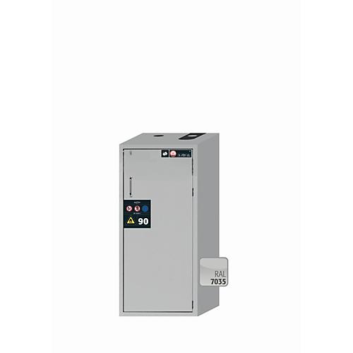 Sicherheitsschrank Typ 90 asecos S-CLASSIC-90, Flügeltür mit Türfeststellanlage, Anschlag rechts, Front Lichtgrau, B 596 x T 616 x H 1298 mm