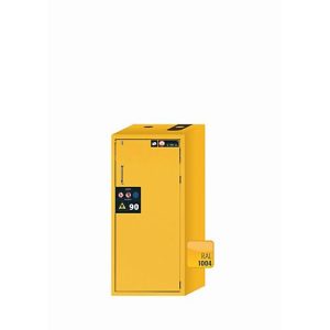 Sicherheitsschrank Typ 90 asecos S-CLASSIC-90, Flügeltür mit Türfeststellanlage, Anschlag rechts, Front Sicherheitsgelb, B 596 x T 616 x H 1298 mm Sicherheitsschrank Typ 90 asecos S-CLASSIC-90, Flügeltür mit Türfeststellanlage, Anschlag rechts, Front Sicherheitsgelb, B 596 x T 616 x H 1298 mm