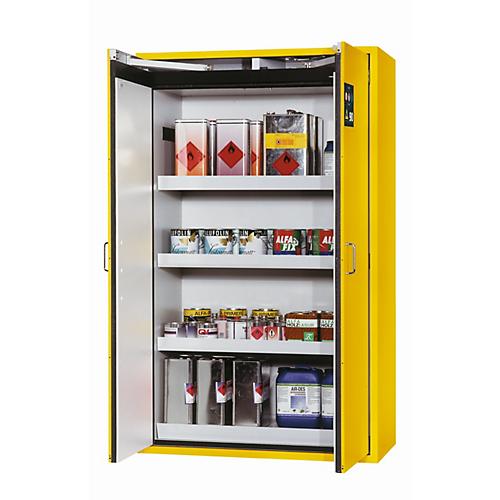 Sicherheitsschrank Typ 90 asecos S-CLASSIC-90, Flügeltüren, Front Sicherheitsgelb, B 1196 x T 616 x H 1968 mm