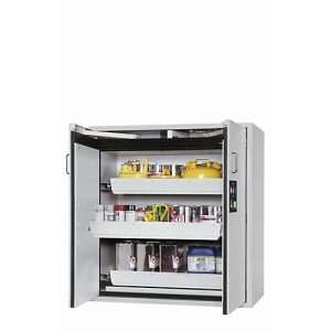 Sicherheitsschrank Typ 90 asecos S-CLASSIC-90, Flügeltüren mit Türfeststellanlage, Front Lichtgrau, B 1196 x T 616 x H 1298 mm Sicherheitsschrank Typ 90 asecos S-CLASSIC-90, Flügeltüren mit Türfeststellanlage, Front Lichtgrau, B 1196 x T 616 x H 1298 mm
