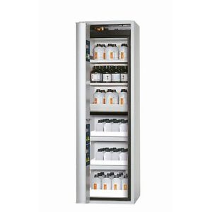 Sicherheitsschrank Typ 90 asecos S-PHOENIX-90, Falttür mit Türfeststellanlage, Anschlag links, Front Lichtgrau, B 596 x T 616 x H 1968 mm Sicherheitsschrank Typ 90 asecos S-PHOENIX-90, Falttür mit Türfeststellanlage, Anschlag links, Front Lichtgrau, B 596 x T 616 x H 1968 mm
