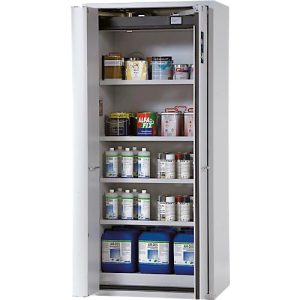 Sicherheitsschrank Typ 90 asecos S-PHOENIX-90, Flügel- und Falttüren mit Türfeststellanlage, Front Lichtgrau, B 896 x T 616 x H 1968 mm Sicherheitsschrank Typ 90 asecos S-PHOENIX-90, Flügel- und Falttüren mit Türfeststellanlage, Front Lichtgrau, B 896 x T 616 x H 1968 mm