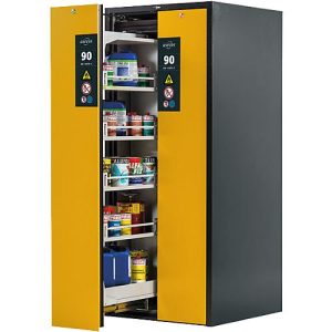 Sicherheitsschrank Typ 90 Asecos V-MOVE-90, 2 Vertikalauszüge, Anthrazitgrau/Goldgelb Sicherheitsschrank Typ 90 Asecos V-MOVE-90, 2 Vertikalauszüge, Anthrazitgrau/Goldgelb