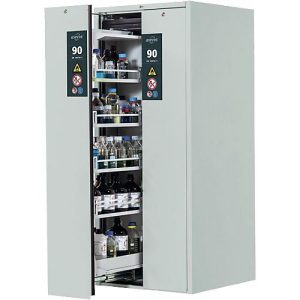 Sicherheitsschrank Typ 90 Asecos V-MOVE-90, 2 Vertikalauszüge, lichtgrau/lichtgrau Sicherheitsschrank Typ 90 Asecos V-MOVE-90, 2 Vertikalauszüge, lichtgrau/lichtgrau