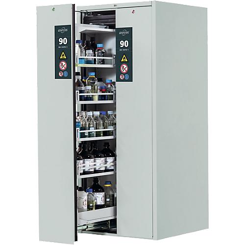 Sicherheitsschrank Typ 90 Asecos V-MOVE-90, 2 Vertikalauszüge, lichtgrau/lichtgrau