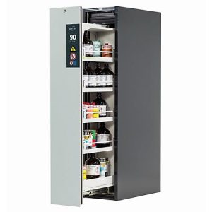 Sicherheitsschrank Typ 90 asecos V-MOVE-90, Vertikalauszug mit Schließ-Automatik, Front Lichtgrau, B 449 x T 860 x H 1966 mm Sicherheitsschrank Typ 90 asecos V-MOVE-90, Vertikalauszug mit Schließ-Automatik, Front Lichtgrau, B 449 x T 860 x H 1966 mm