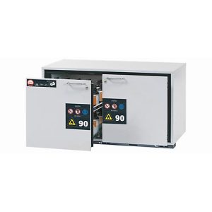 Sicherheitsunterbauschrank Typ 90 asecos UB-S-90, 2 Schubladen, Front Lichtgrau, B 1102 x T 574 x H 600 mm Sicherheitsunterbauschrank Typ 90 asecos UB-S-90, 2 Schubladen, Front Lichtgrau, B 1102 x T 574 x H 600 mm