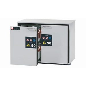 Sicherheitsunterbauschrank Typ 90 asecos UB-S-90, 2 Schubladen, Front Lichtgrau, B 1102 x T 600 x H 800 mm Sicherheitsunterbauschrank Typ 90 asecos UB-S-90, 2 Schubladen, Front Lichtgrau, B 1102 x T 600 x H 800 mm