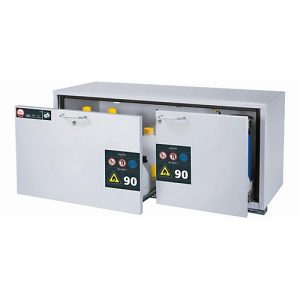 Sicherheitsunterbauschrank Typ 90 asecos UB-S-90, 2 Schubladen, Front Lichtgrau, B 1402 x T 502 x H 600 mm Sicherheitsunterbauschrank Typ 90 asecos UB-S-90, 2 Schubladen, Front Lichtgrau, B 1402 x T 502 x H 600 mm