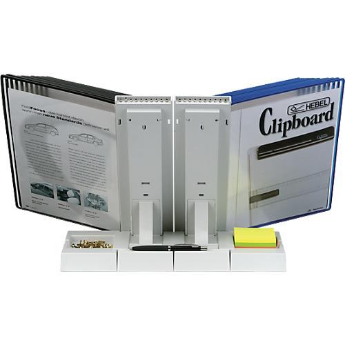 Sichttafel-Erweiterungsständer Styro, für 10 tarifold-Tafeln im Format A4, mit Ablageschalen, Polystyrol, grau, inkl. Befestigungsmaterial