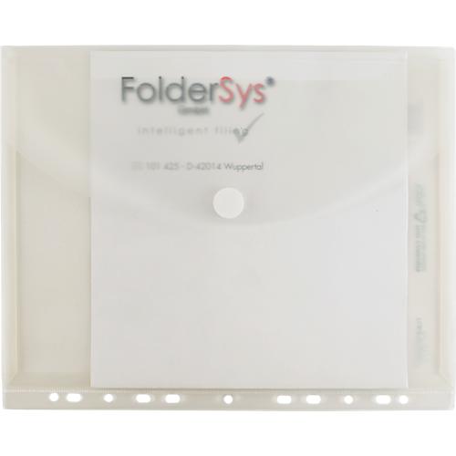 Sichttasche FolderSys FolderGreen®, A4 Hochformat, EURO-Lochung/umlaufende Dehnfalte/Abheftrand/Klappe/Klettverschluss, 100 % PCR-PP, transparent ,10 Stück