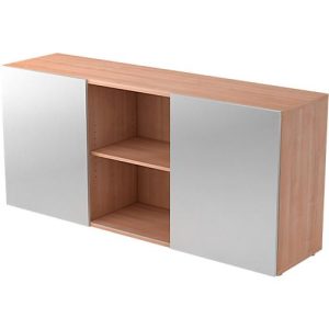 Sideboard TARVIS, 2 OH, mit Schiebetüren, B 1600 x T 420 x H 748 mm, Nussbaum-Dekor Sideboard TARVIS, 2 OH, mit Schiebetüren, B 1600 x T 420 x H 748 mm, Nussbaum-Dekor