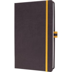 Sigel Notizbuch Linescape, 176 Seiten, DIN A5, 80 g/m², kariert, Gummiband, 2-farbige Stiftschlaufe, grau/gelb