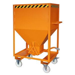 Silobehälter Typ SRE 600, Scherenverschluss, Inhalt 600 Liter, lackiert, orange RAL 2000 Silobehälter Typ SRE 600, Scherenverschluss, Inhalt 600 Liter, lackiert, orange RAL 2000