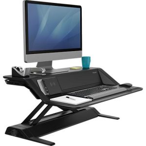 Sitz-Steh Workstation Fellowes Lotus™ DX, Monitorplattform & Tastaturablage, Ladestation & 2 x USB, höhenverstellbar, Microban®-Beschichtung, schwarz Sitz-Steh Workstation Fellowes Lotus™ DX, Monitorplattform & Tastaturablage, Ladestation & 2 x USB, höhenverstellbar, Microban®-Beschichtung, schwarz