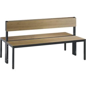 Sitzbank Basic Plus, 2-seitig, Rückenlehne, ohne Schuhrost, 4-Fußgestell schwarzgrau RAL 7021, B 1500 mm, Dekor silbergrau Sitzbank Basic Plus, 2-seitig, Rückenlehne, ohne Schuhrost, 4-Fußgestell schwarzgrau RAL 7021, B 1500 mm, Dekor silbergrau