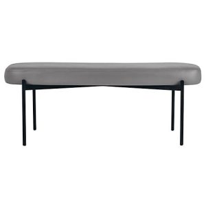 Sitzbank easyChair® by Paperflow GAIA, oval L, desinfektionsmittelbeständiger Kunstlederbezug grau, 4-Fußgestell mattschwarz, B 1180 x T 420 x H 455 mm Sitzbank easyChair® by Paperflow GAIA, oval L, desinfektionsmittelbeständiger Kunstlederbezug grau, 4-Fußgestell mattschwarz, B 1180 x T 420 x H 455 mm