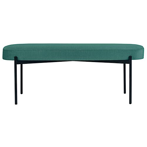 Sitzbank easyChair® by Paperflow GAIA, oval L, Stoffbezug grün, 4-Fußgestell mattschwarz, B 1180 x T 420 x H 455 mm