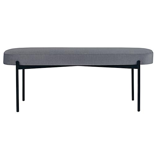 Sitzbank easyChair® by Paperflow GAIA, oval L, Stoffbezug mausgrau, 4-Fußgestell mattschwarz, B 1180 x T 420 x H 455 mm
