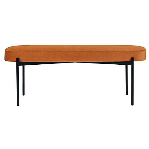 Sitzbank easyChair® by Paperflow GAIA, oval L, Stoffbezug rostfarben, 4-Fußgestell mattschwarz, B 1180 x T 420 x H 455 mm