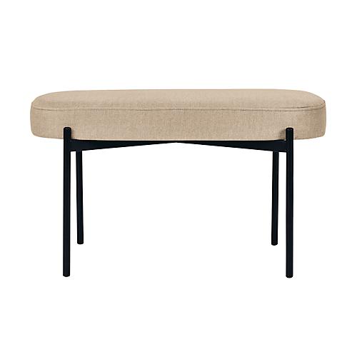 Sitzbank easyChair® by Paperflow GAIA, oval M, Stoffbezug elfenbeinfarben, 4-Fußgestell mattschwarz, B 790 x T 420 x H 455 mm