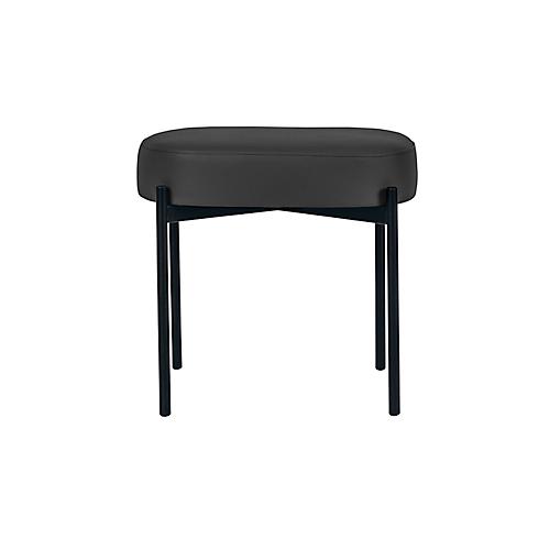 Sitzbank easyChair® by Paperflow GAIA, oval S, desinfektionsmittelbeständiger Kunstlederbezug schwarz, 4-Fußgestell mattschwarz, B 490 x T 380 x H 455 mm