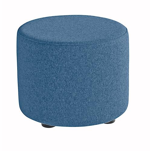 Sitzhocker TAPA Round, Sperrholz, gepolstert, Schurwolle-Bezug, blau