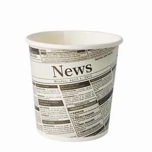 Snackbecher Papstar Newsprint, rund, Volumen 470 ml, stapelbar, mikrowellengeeignet, Ø 99 x H 99 mm, FSC®-Pappe, grau-schwarz, 50 Stück Snackbecher Papstar Newsprint, rund, Volumen 470 ml, stapelbar, mikrowellengeeignet, Ø 99 x H 99 mm, FSC®-Pappe, grau-schwarz, 50 Stück