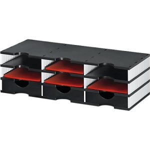 Sortierstation Set Styro styrodoc Trio, 3 Schubladen & 9 Fächer, weiß-schwarz/schwarz Sortierstation Set Styro styrodoc Trio, 3 Schubladen & 9 Fächer, weiß-schwarz/schwarz