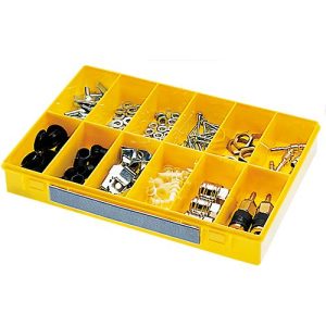 Sortimentskasten Modell 12, 12 Fächer, B 335 x T 225 x H 55 mm, Polystyrol, gelb Sortimentskasten Modell 12, 12 Fächer, B 335 x T 225 x H 55 mm, Polystyrol, gelb