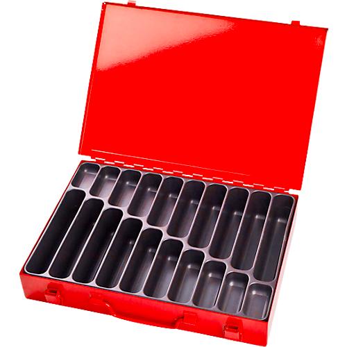 Sortimentskoffer ADB, leer, 20-fache Einteilung, abschließbar, mit Griff, B 330 x T 230 x H 50 mm, Stahl & ABS-Kunststoff, verkehrsrot RAL 3020