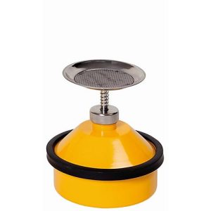 Sparanfeuchter, Stahlblech, gelb, 1 l, Ø 178 x H 200 mm, federnd gelagerter Tränkteller Sparanfeuchter, Stahlblech, gelb, 1 l, Ø 178 x H 200 mm, federnd gelagerter Tränkteller
