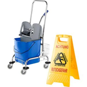 Sparset Reinigungswagen, 27 Liter + Gratis Aufsteller ‚Rutschgefahr‘, zweisprachig Sparset Reinigungswagen, 27 Liter + Gratis Aufsteller ‚Rutschgefahr‘, zweisprachig