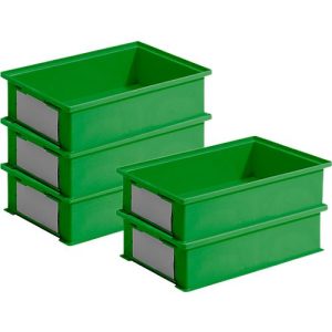 Sparset Stapelboxen Serie 14/6-2-H, PP-Kunststoff, Inhalt 12 Liter, grün, 5 Stück Sparset Stapelboxen Serie 14/6-2-H, PP-Kunststoff, Inhalt 12 Liter, grün, 5 Stück